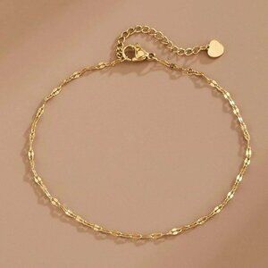 Stainless Steel Gold Colored Anklet with Simple Chain